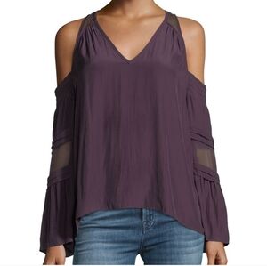 NWT Ramy Brook  Farretta Silk Cold Shoulder Merlo Long Sleeve Blouse Small  $325